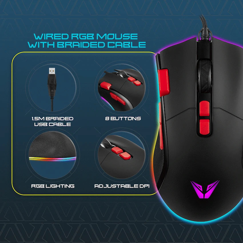 VX Gaming Morpheus Series Wired RGB Mouse with Braided Cable - image 11