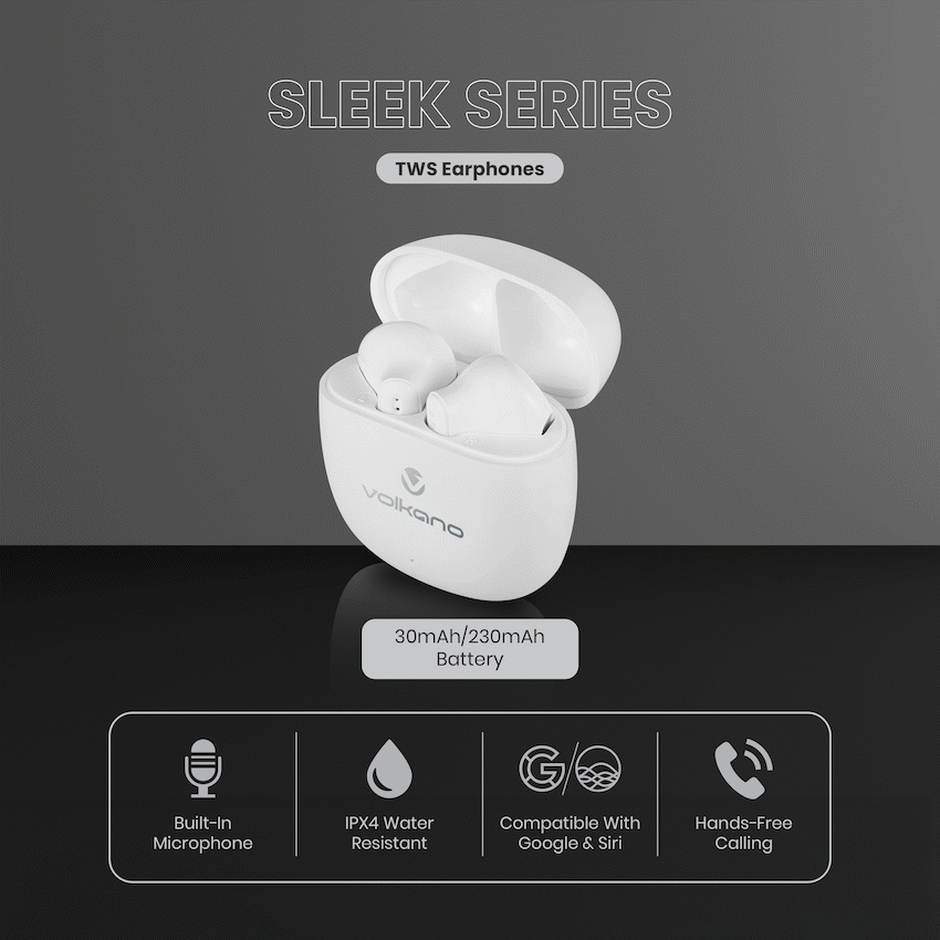 Volkano Sleek Series TWS Earphones - White - image 11