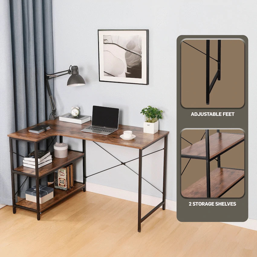 Everfurn Anthony L-Shaped Corner Work Desk - Steel Frame - image 11