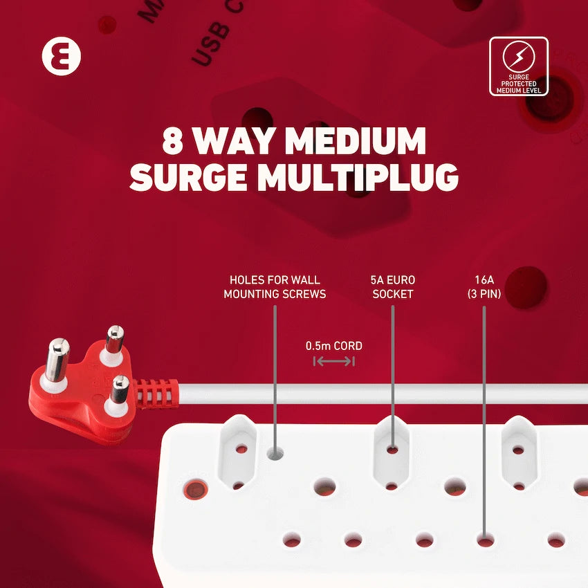 Ellies 8-Way Surge Multiplug 0.5m - WT - image 11