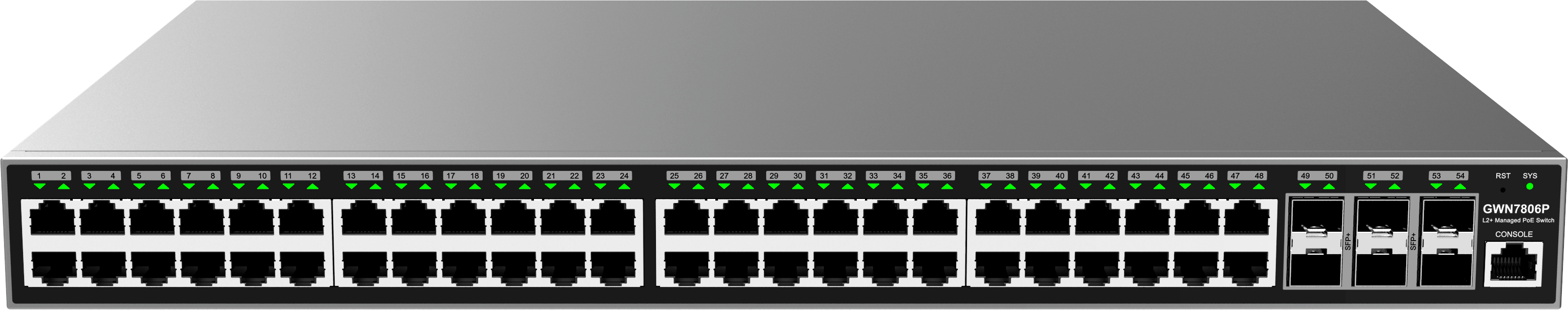 Grandstream Enterprise L2 48 port Managed GbE PoE+ Switch 400W | GWN7806P