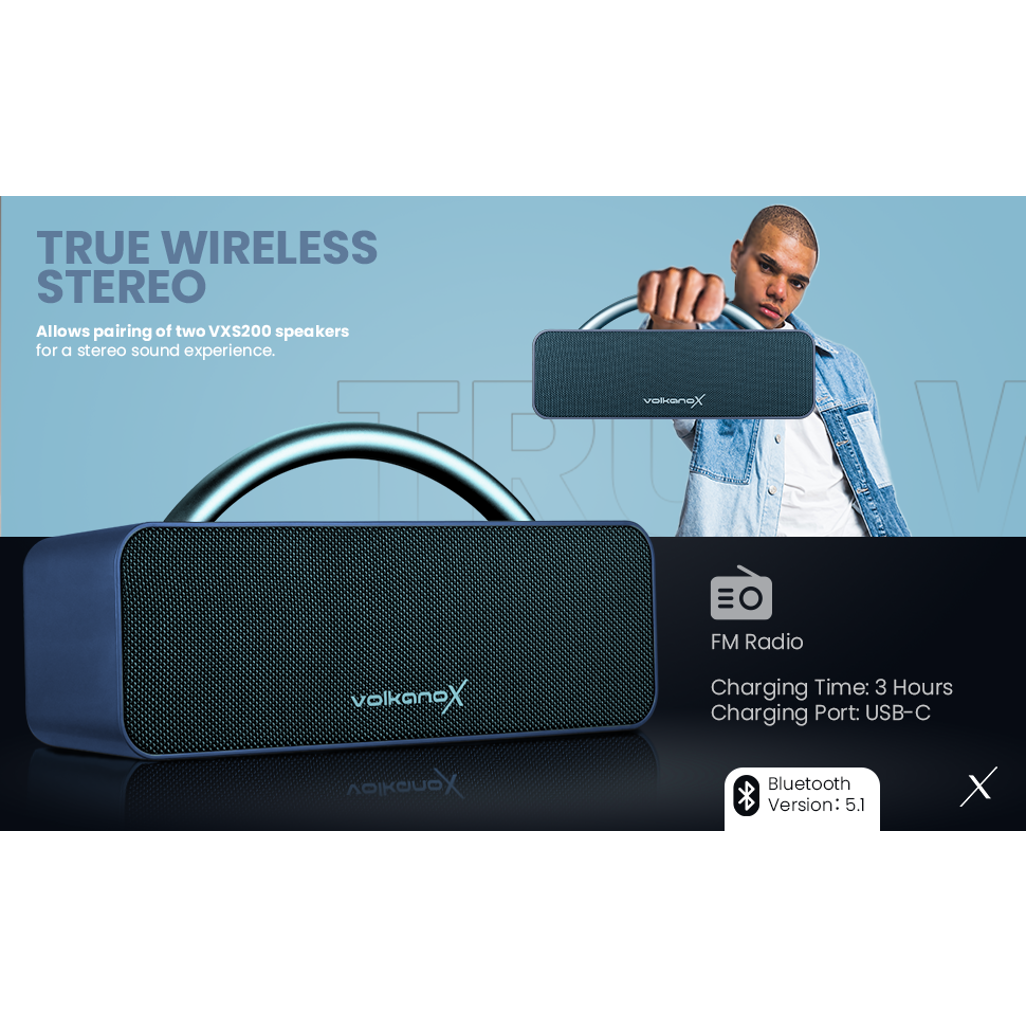 Volkano X VXS200 Portable Bluetooth Speaker  - Blue