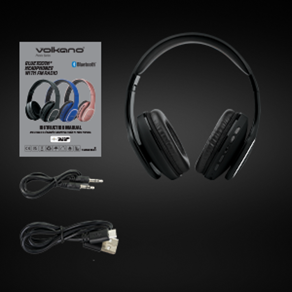 Volkano Phonic Series Bluetooth full size headphones - black