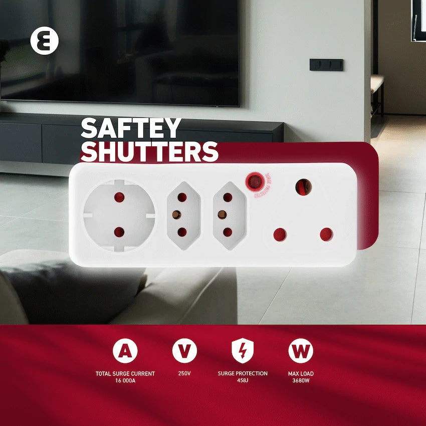 Ellies 4-Way Surge Adaptor with Schuko - WT - image 12
