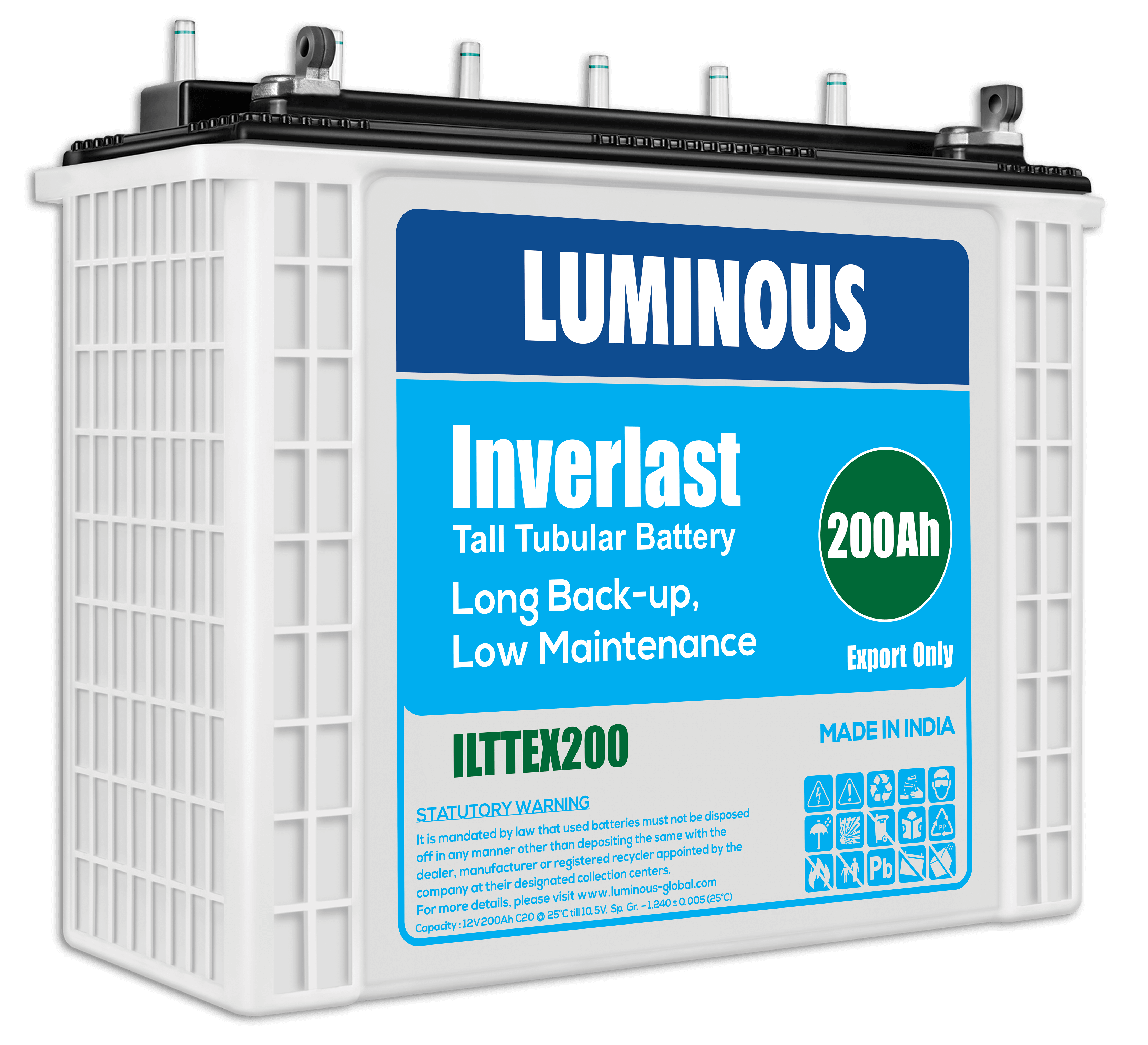 Luminous - Inverlast, 12V - 200Ah Tubular Battery - image 2