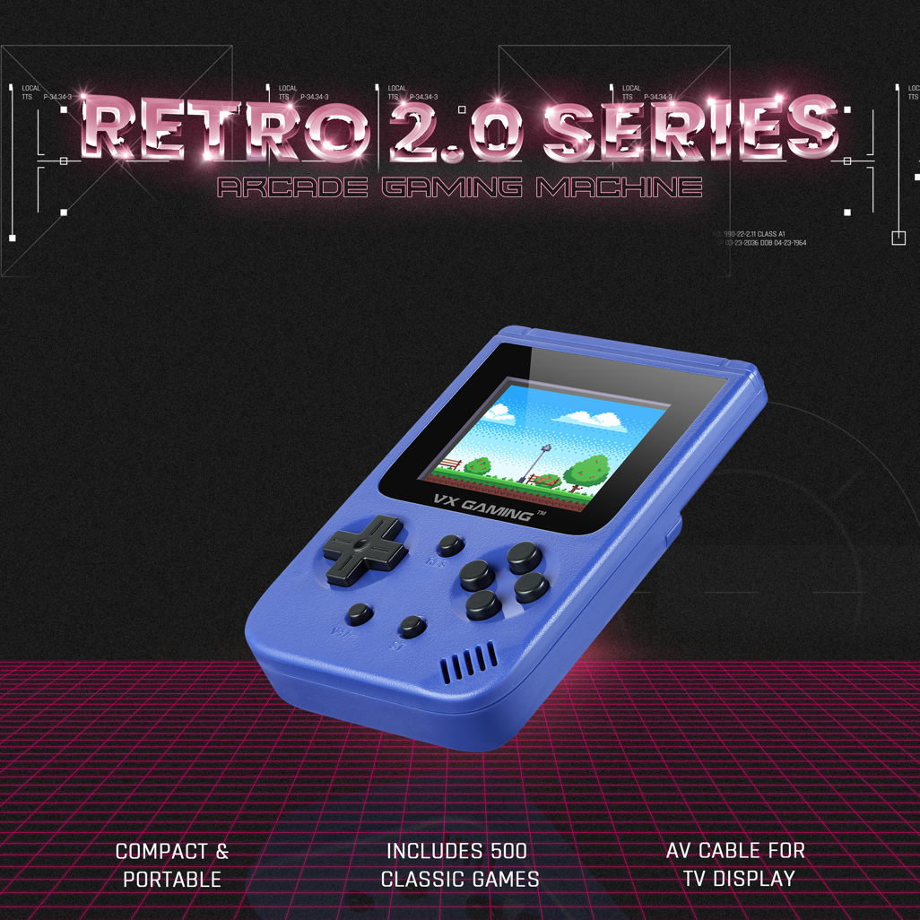 VX Gaming Retro2.0 Series Arcade Gaming Machine 500-in-1 Hand Held Gaming System