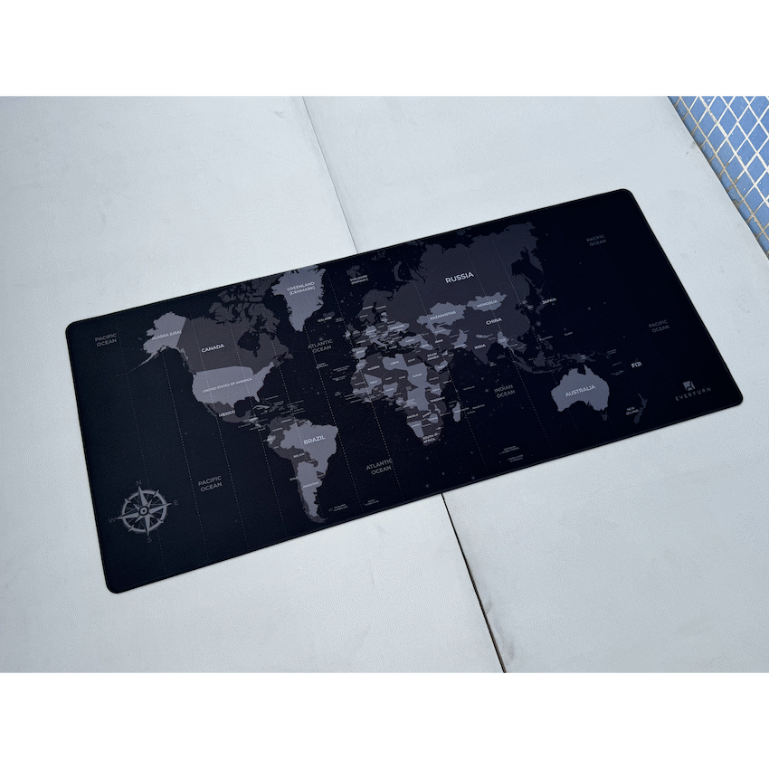 Everfurn Desk Mat - World Map - Large - Black - Non-Slip - image 13