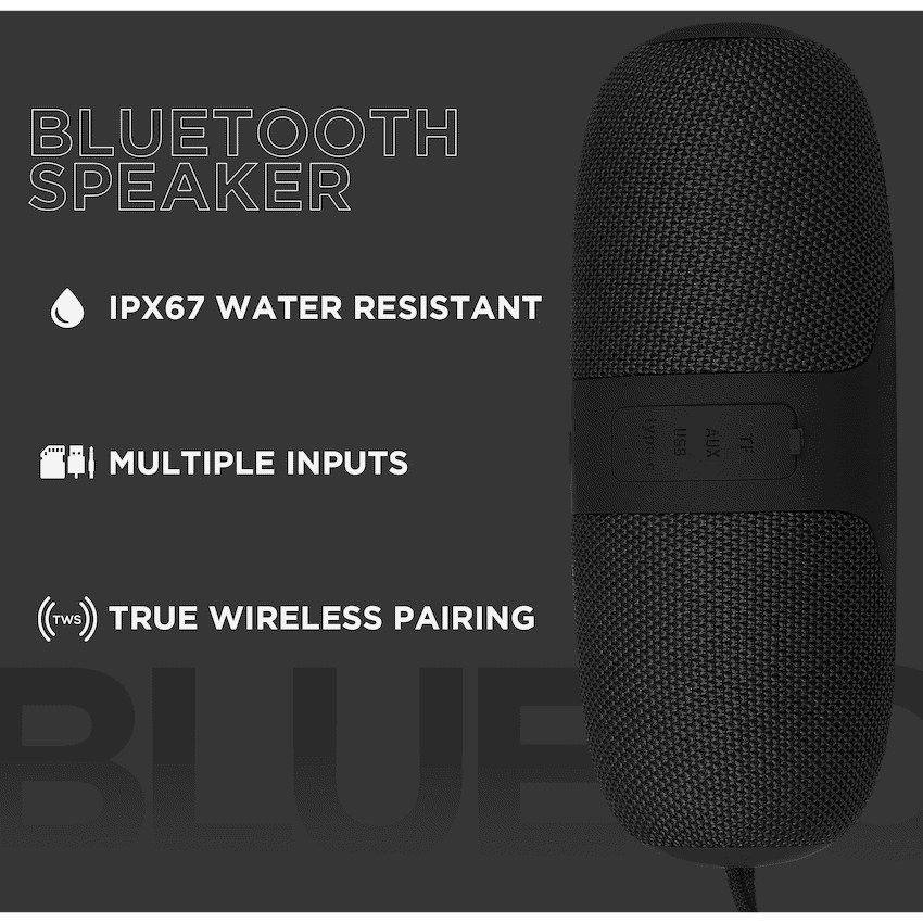 Volkano Flow Series Portable Bluetooth Speaker - Black with Grey Buttons - image 13