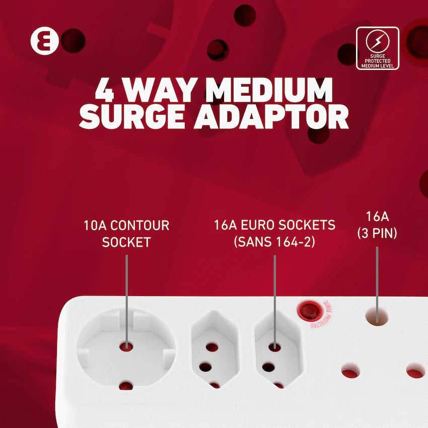 Ellies 4-Way Surge Adaptor with Schuko - WT - image 13