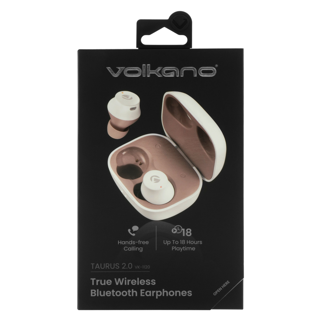 Volkano Taurus Series 2.0 True Wireless Earphones - White