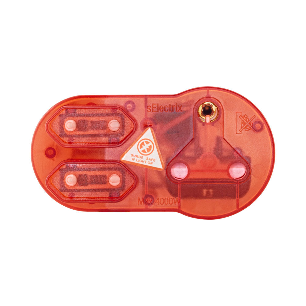 RED TOP SURGE ADAPTERS 2x2-PIN EURO and 1x3-PIN SA