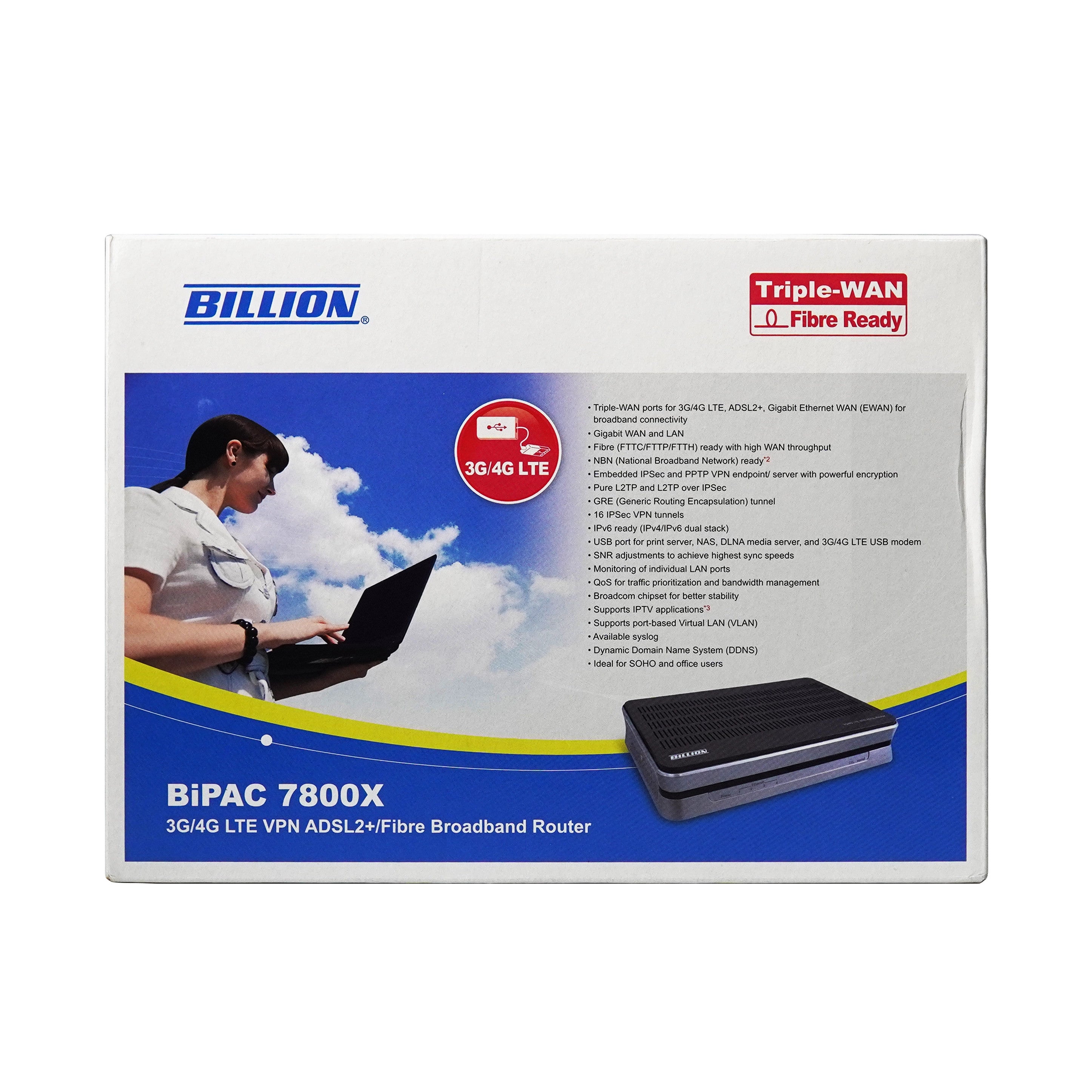 BILLION BiPAC 7800NX Wireless-N 300Mbps, Fibre-ready Triple-Wan ADSL2+ router - image 3
