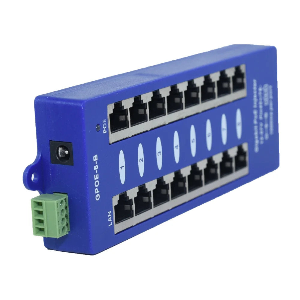 Passive POE Injector Hub, 8 Port, Gigabit, Blue - image 3