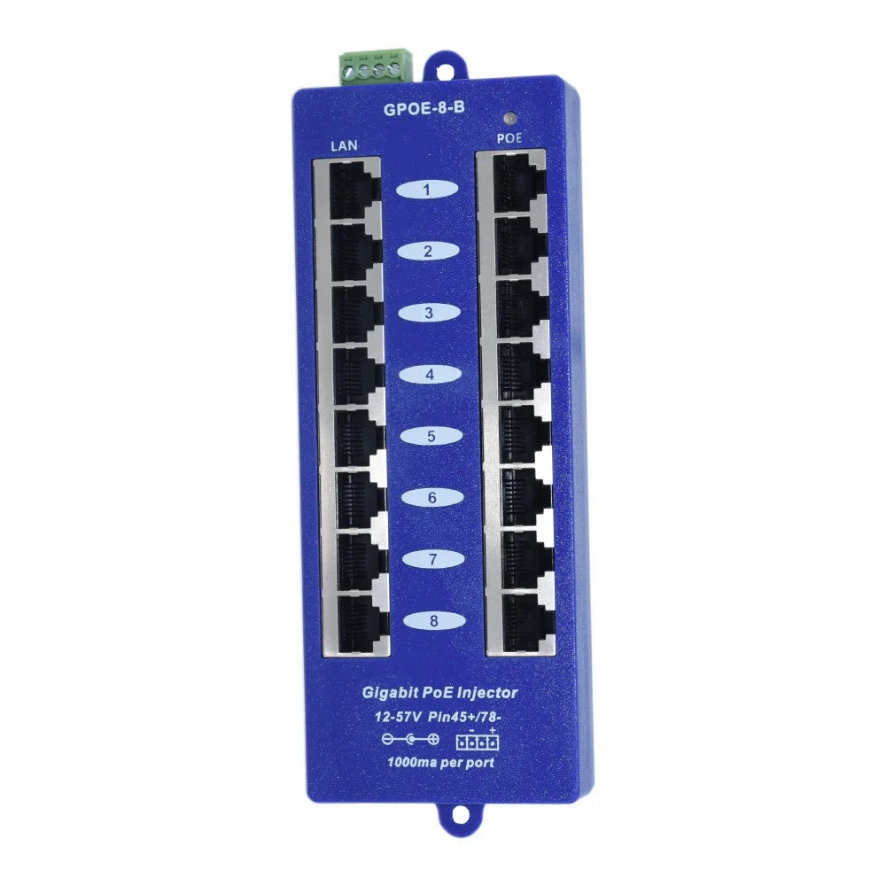 Passive POE Injector Hub, 8 Port, Gigabit, Blue - image 4