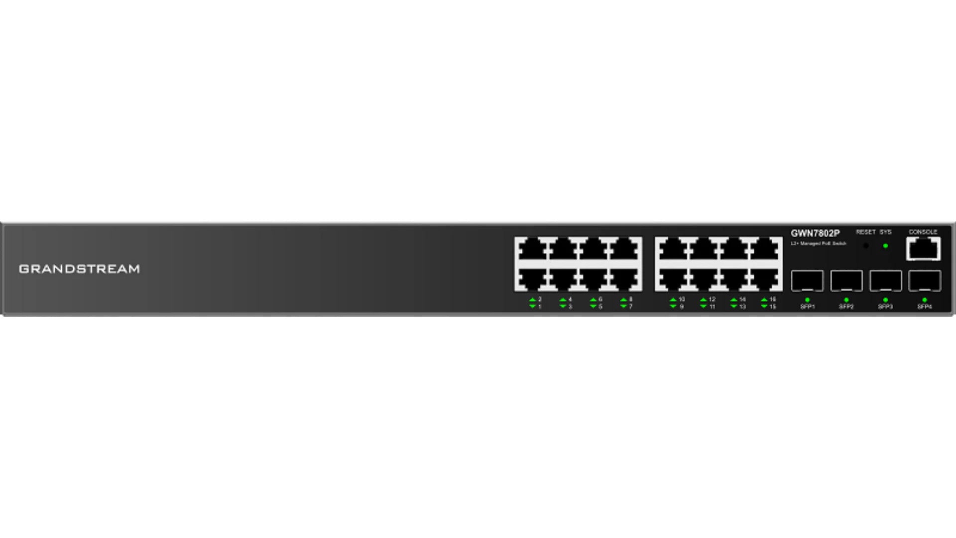 Grandstream Enterprise L2 16 port Managed GbE PoE+ Switch 240W | GWN7802P - image 2