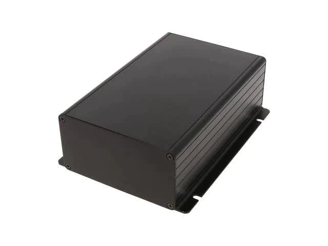 Extruded Aluminium Enclosure with Integrated Flange Black Anodized 160x103x53mm