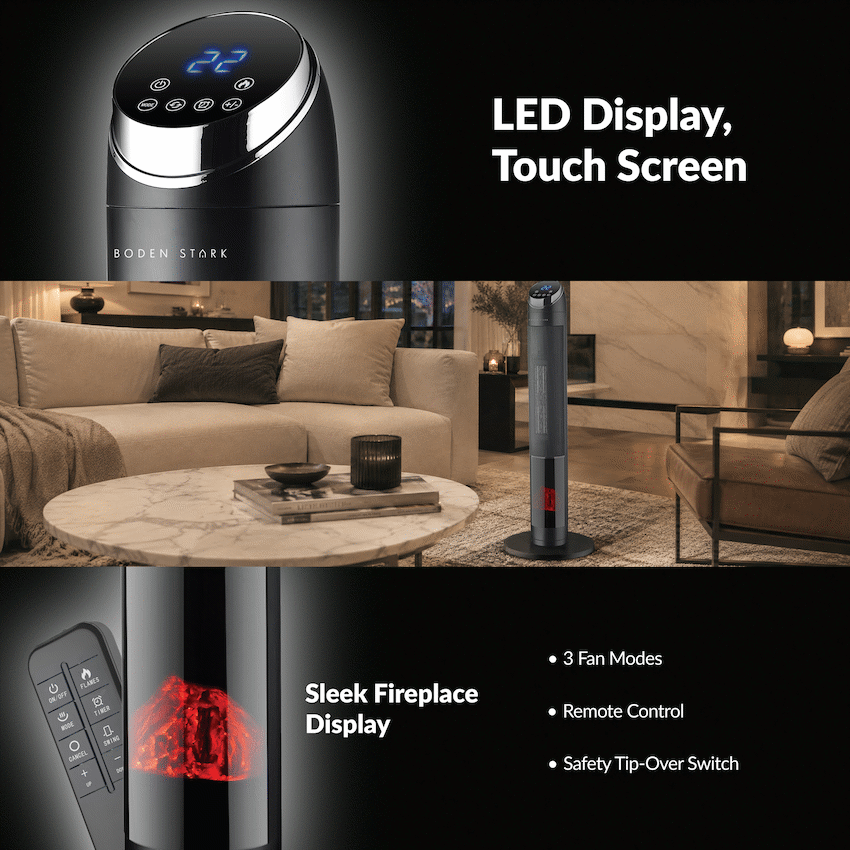 Boden Stark Digital Fireplace Tower Heater - image 14