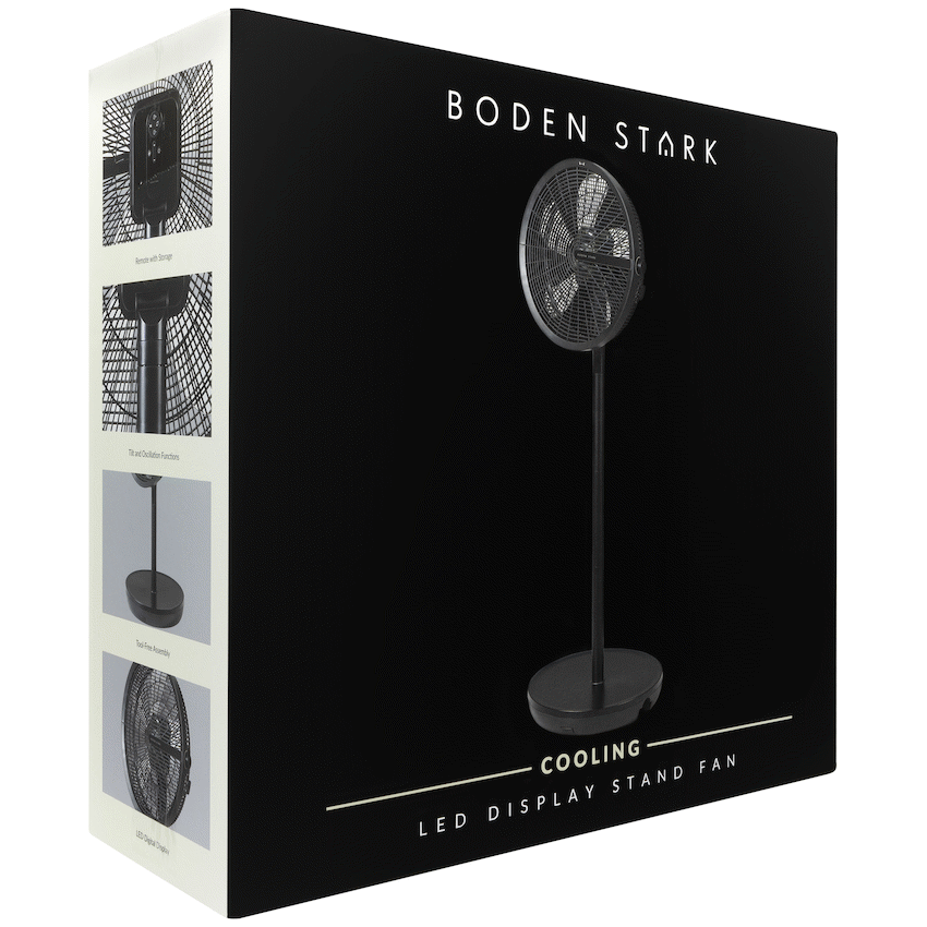 Boden Stark LED Display Stand Fan - Black - image 14