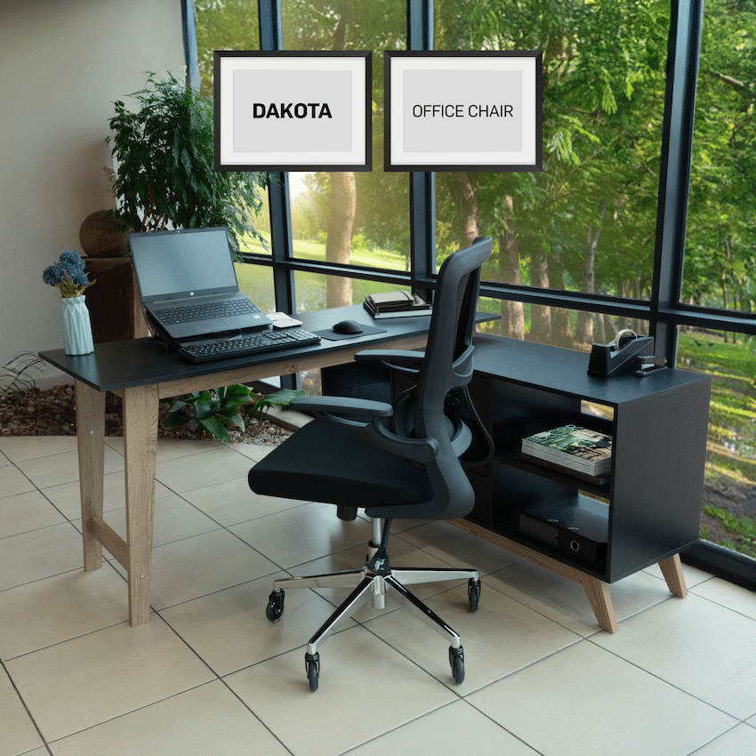 Everfurn Premium Dakota Mid Back Office Chair, Chromed Steel - Black - image 14