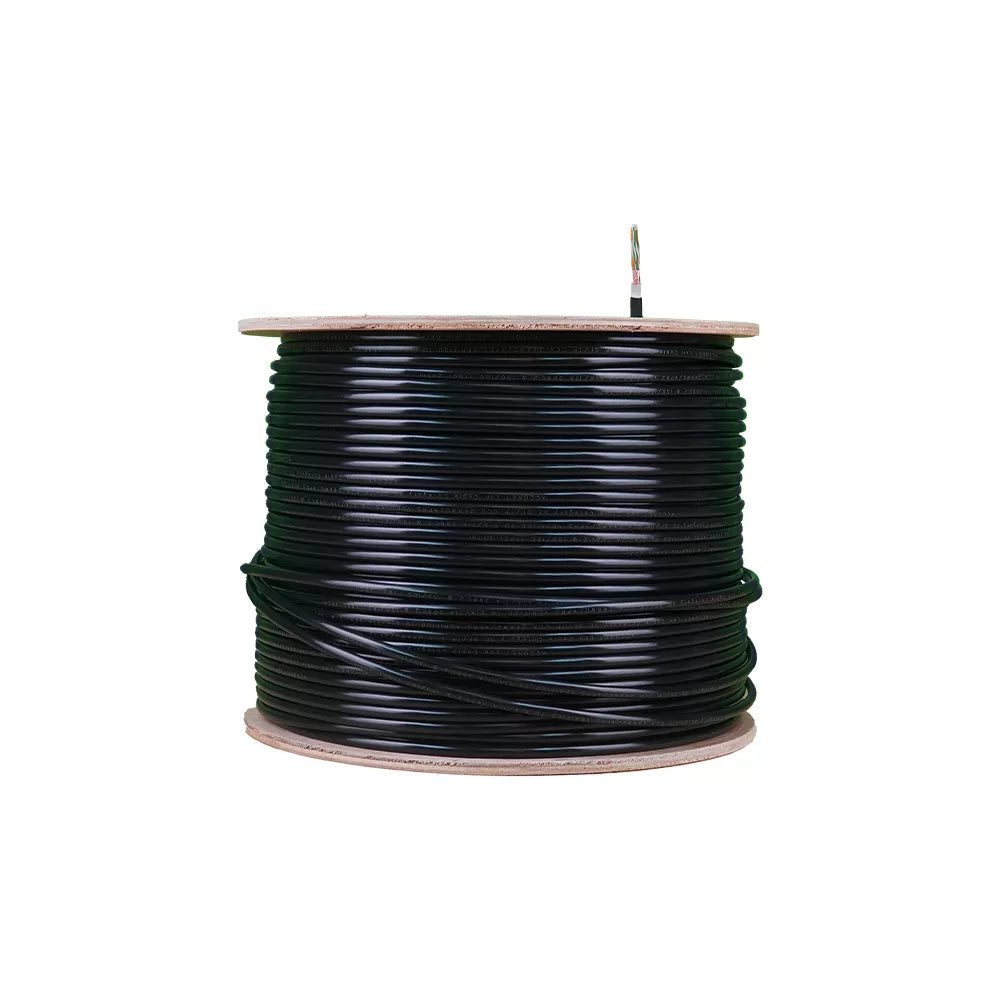 Essential CAT6 UV Outdoor Ethernet Cable 305m Black Solid Copper FTP Pull Box | CAT6U-305-SC-GEN