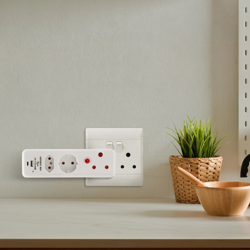 Ellies 3 Way Surge adaptor Schuko,with type C + USB - WT - image 15