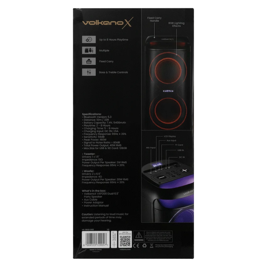 VolkanoX VXP200 Dual 6.5" Party Speaker  - Black - image 15