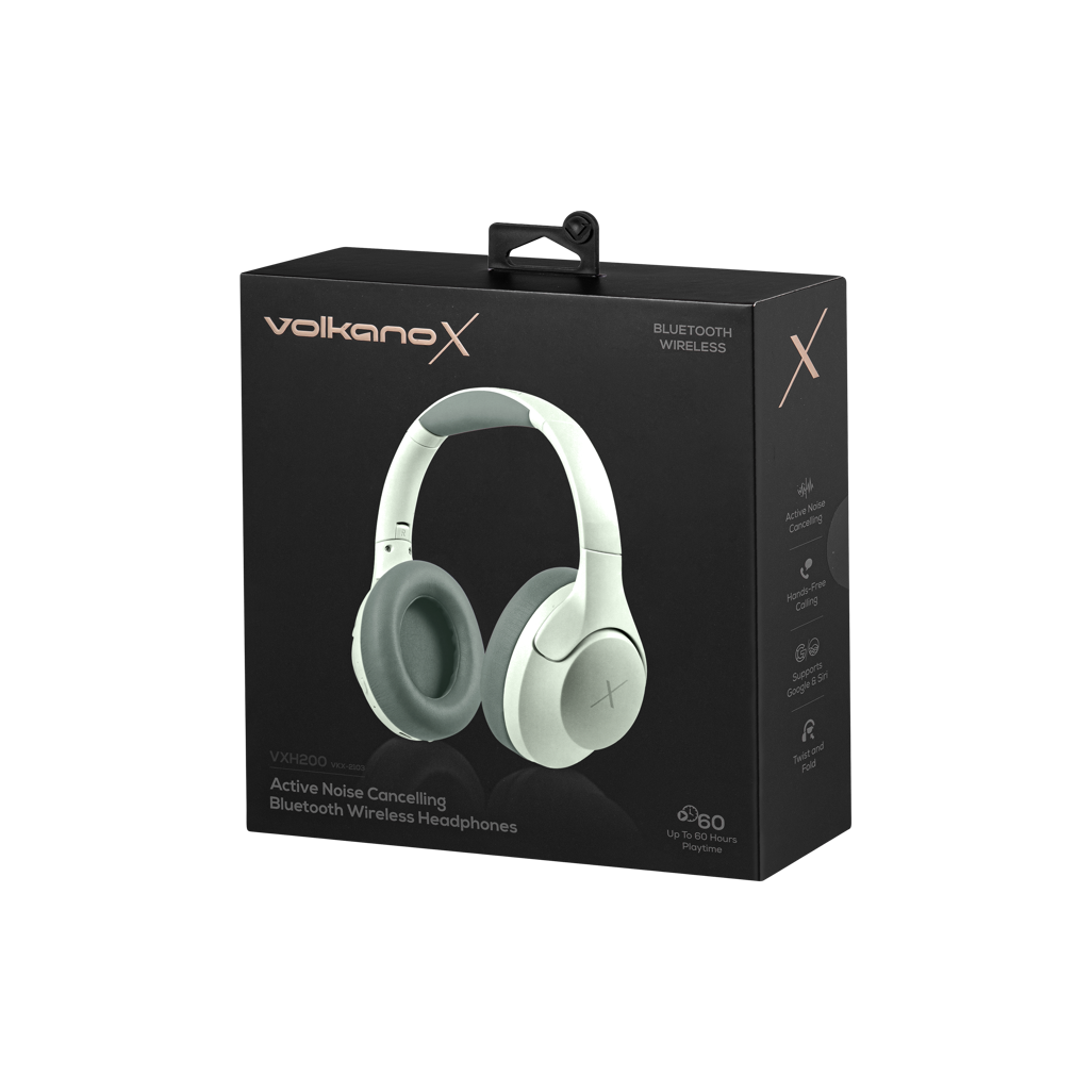 VolkanoX VXH200 Bluetooth Headphones with ANC - Green