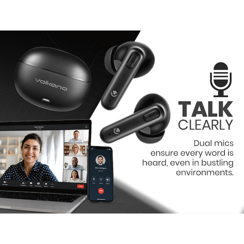 Volkano Pulse Series True Wireless Earphones with Charging Case - Black - image 15
