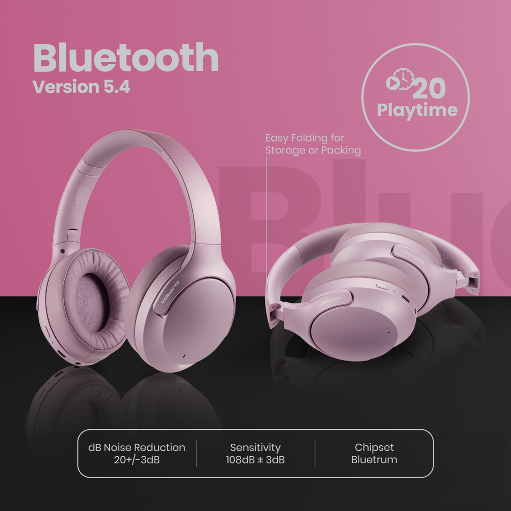 Volkano Odyssey ANC Bluetooth Wireless Headphone - Rose Gold