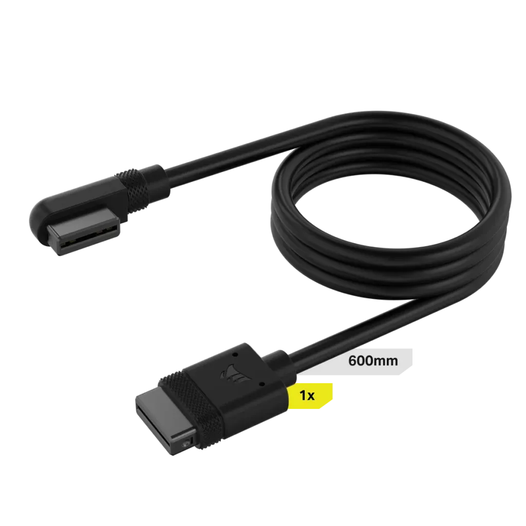 Corsair iCUE LINK Cable; 1x 600mm with Straight/Slim 90° connectors; Black - image 2