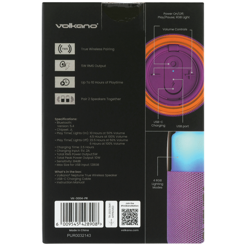 Volkano Neptune Bluetooth Wireless Speaker - Purple - image 16