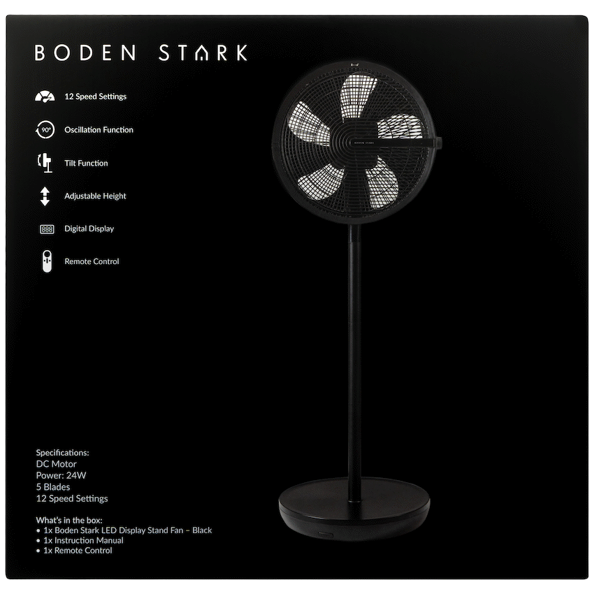 Boden Stark LED Display Stand Fan - Black - image 16