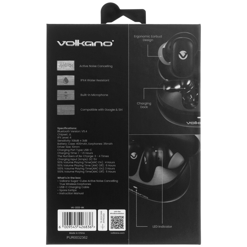 Volkano Sugar-Cube Active Noise Cancelling True Wireless Earphones - Black - image 16