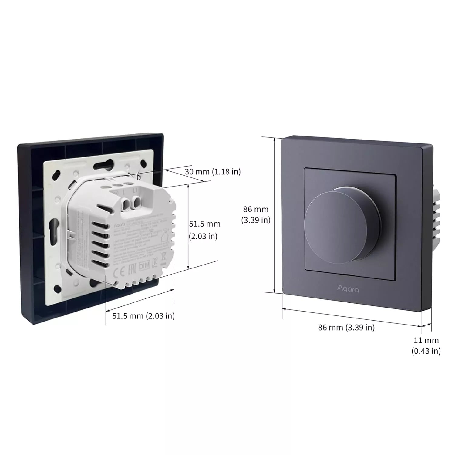 Aqara Dimmer Switch H2 EU 2 in 1 With Neutral &amp; No Neutral (Gray) | AQ-CTRL-DIM-SW-WALL-G - image 3