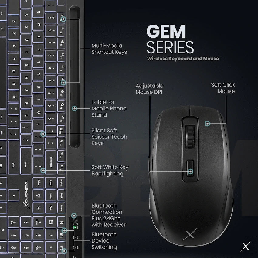 VolkanoX Gem Bluetooth Wireless Keyboard and Mouse - Black - image 17