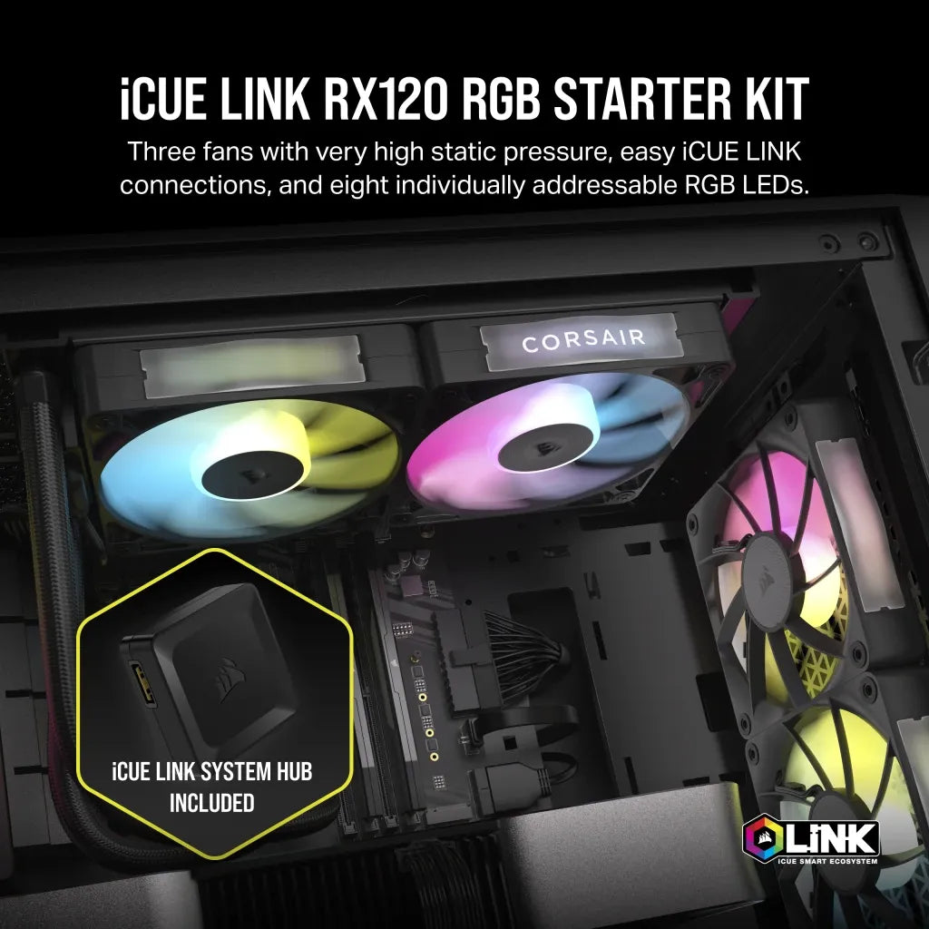 Corsair RX RGB Series; iCUE LINK RX120 RGB; 120mm Fan; Triple Pack - image 2