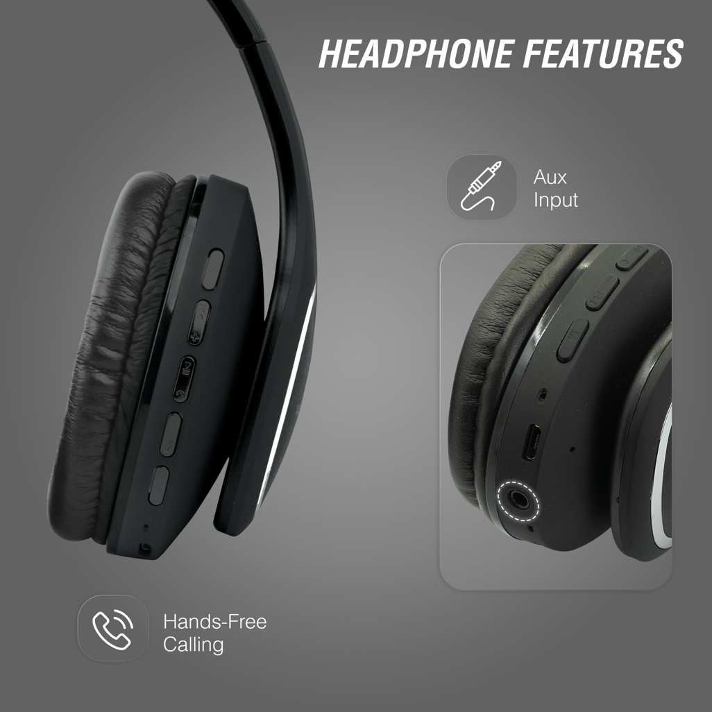 Volkano Phonic Series Bluetooth full size headphones - black