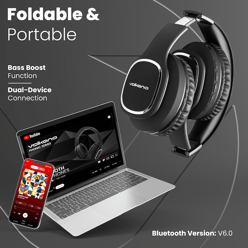 Volkano Phonic Series Bluetooth Full Size Headphones - Black - image 19