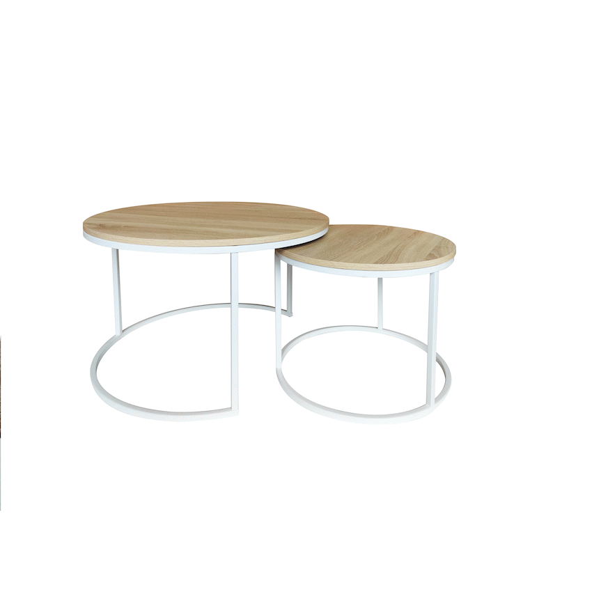 Everfurn Nile Nesting Coffee Table - Oak and White Frame