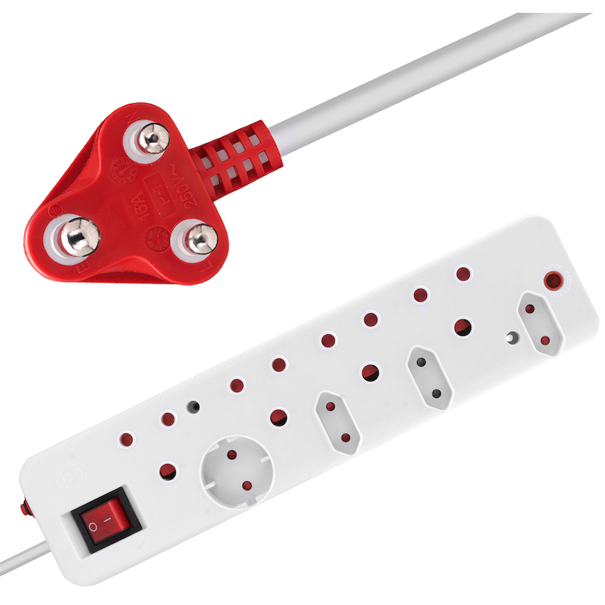 Ellies 8-Way Surge Multiplug 0.5m - WT
