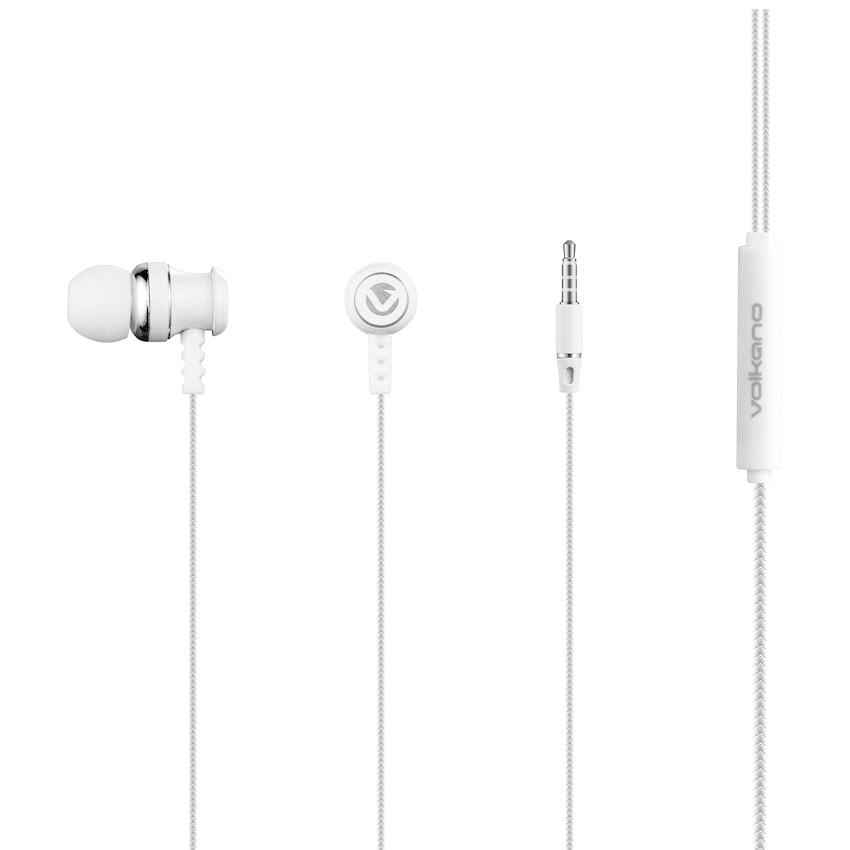 Volkano Earphones with Mic - Stannic Series - White