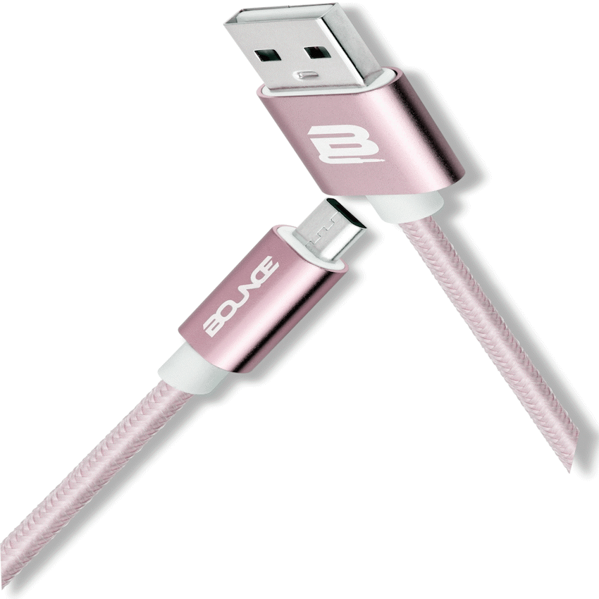 Bounce Cord Series Micro USB Braided Cable 1.2m - Rose Gold