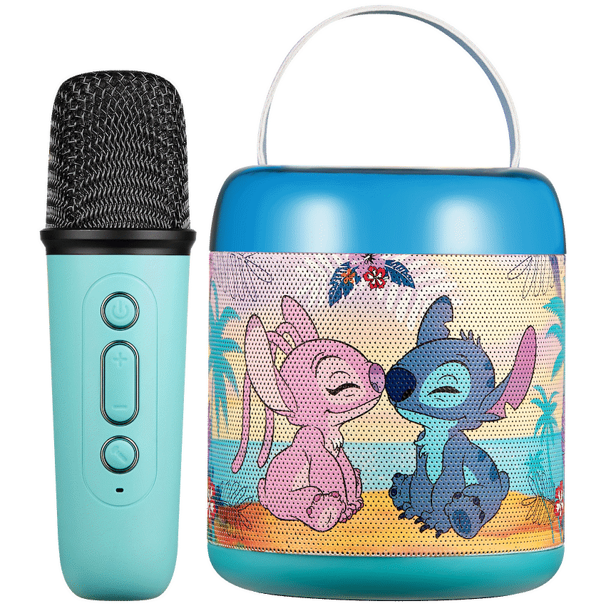 Disney Stitch Cylinder Karaoke Speaker with Bluetooth Microphone