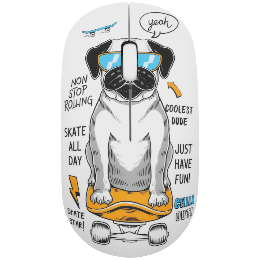 Volkano Tag Series 2.4G Wireless Optical Mouse with Nano USB and Type-C Receiver - Pug