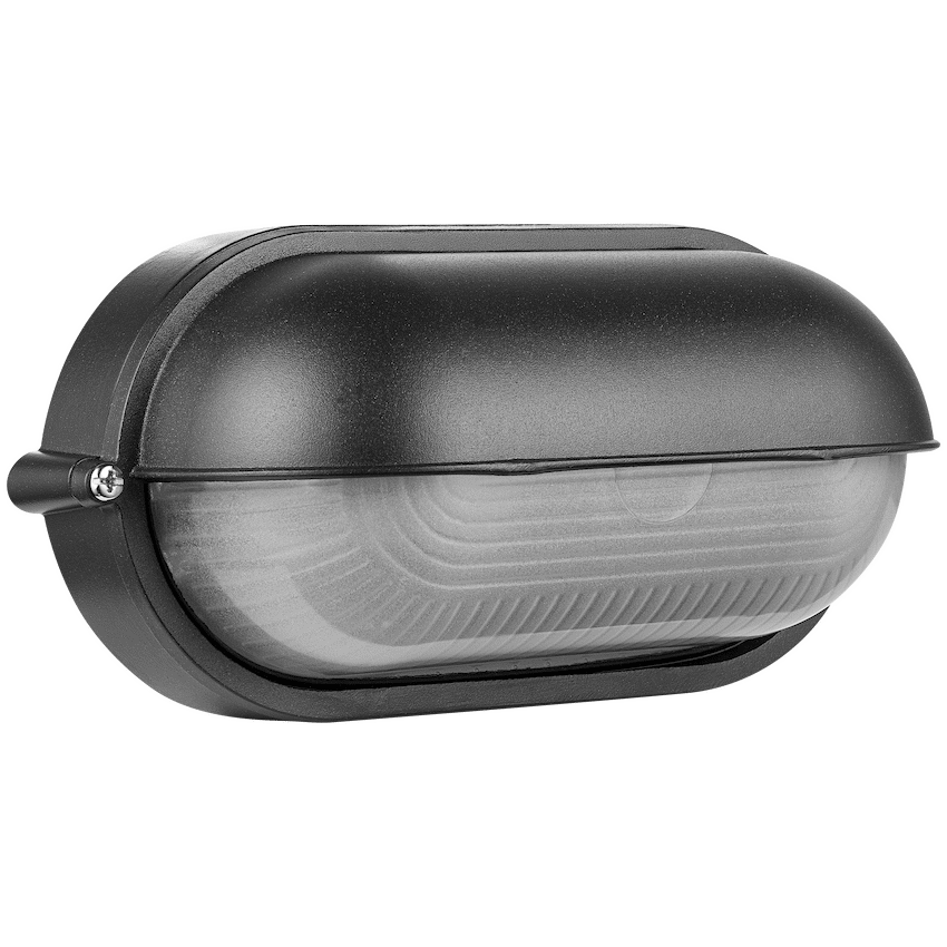 Ellies Arc Series - AC Oval LED Bulkhead - Aluminium + Glass - E27 Base -BK