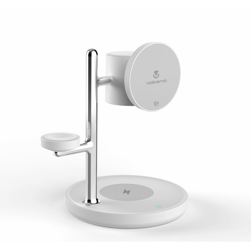 Volkano Lumen Series 3-in-1 Magnetic 25W Qi2.2 Wireless Charging Station - White