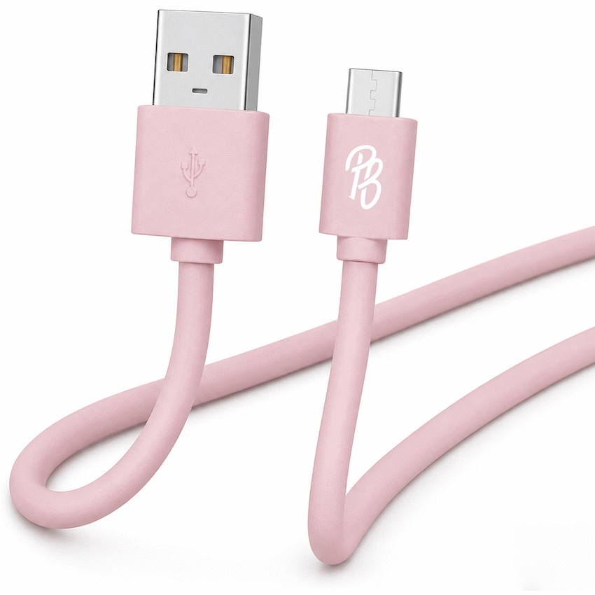 Pro Bass Power Series Boxed Round Micro USB Cable - Pastel Pink 1m