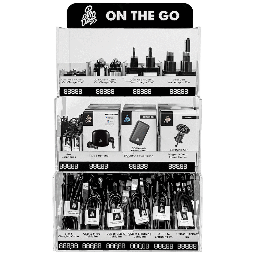 Pro Bass On The Go PDQ Acrylic stand 14pc - 3 TIER - not stocked