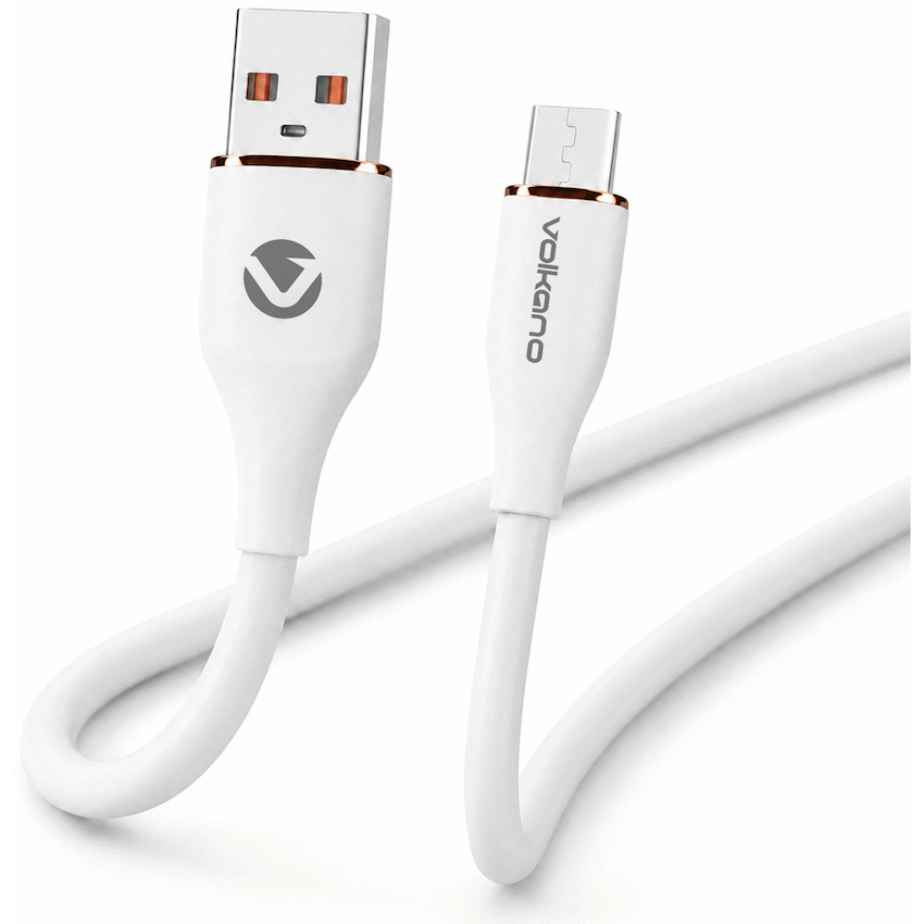 Volkano Flexi Series USB to Micro USB 1.5m 18w - White