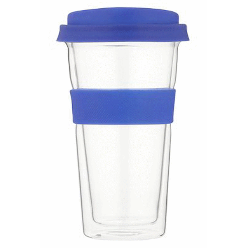 Snappy Thermal Glass Tumbler 400ml Blue